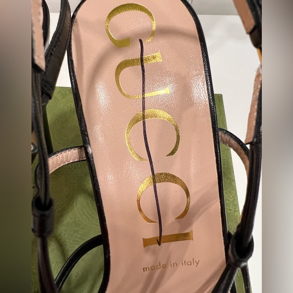 GUCCI Isa crystal-embellished leather slingback sandals EU:39 - Picture 9 of 12